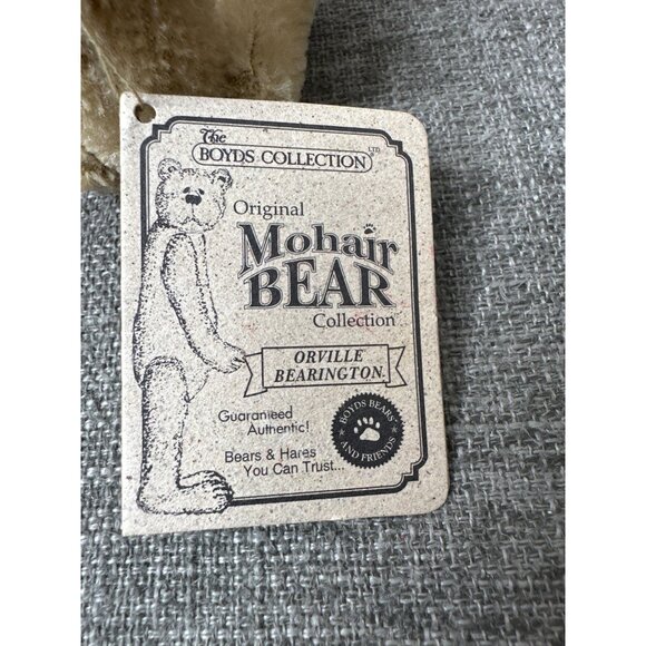 Boyds Bear Mohair Bear Collection Orville Bearington Jointed Plush Green Bow - Picture 9 of 11